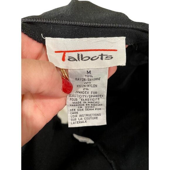 90's Talbots Minimalist Mock Neck Midi Dress Black M - Picture 6 of 6